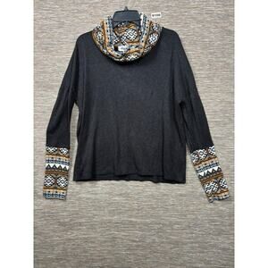 Haptics by Hooly Harper Cowl Neck Sweater Womens Size XL Black Aztec Print Boho